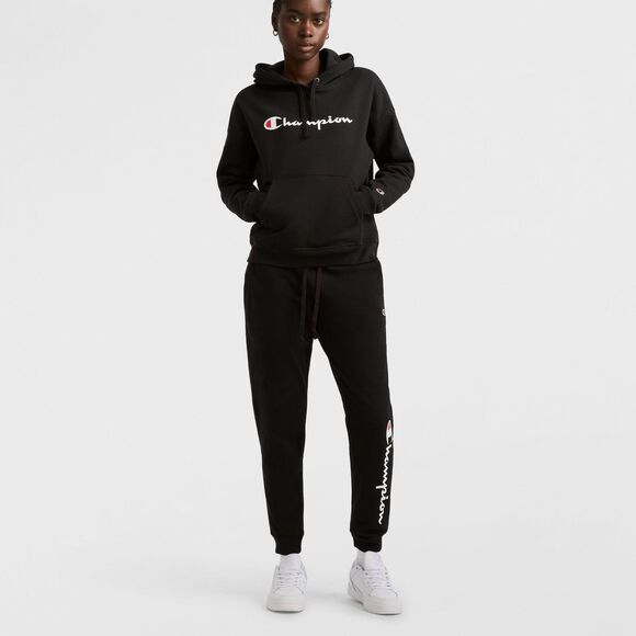 Champion Women's Black Powerblend Fleece Hoodie Script Logo Relaxed- Size Large - Picture 4 of 9